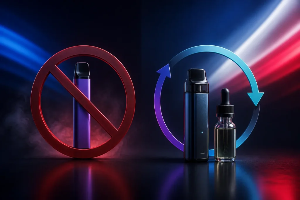 France disposable puff ban and refillable vape rules