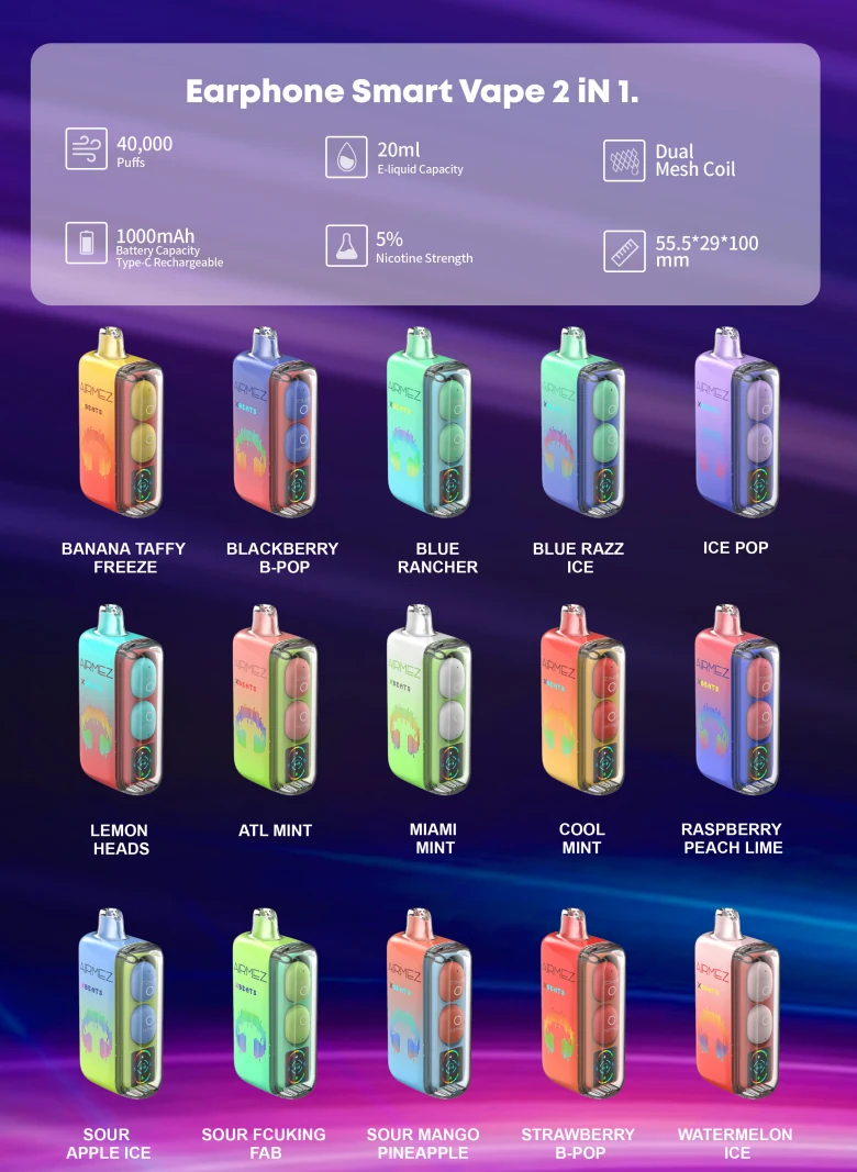 Airmez Xbeats 2 in 1 40K vape flavor selection