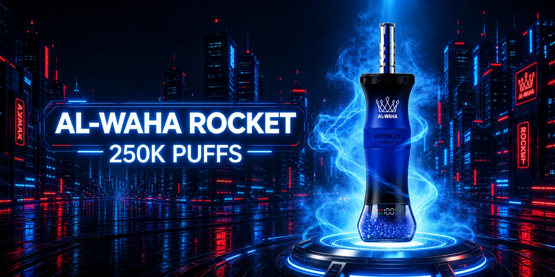 AL WAHA Rocket 250K | 250,000 Puffs, Mesh Coil E-Shisha Vape