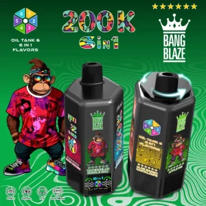 Bang Blaze 200K 6 in 1 Apple Ice Mixed Berries Watermelon Bubble Gum Blueberry Watermelon Strawberry Mango Aloe Mango Cantaloupe flavor