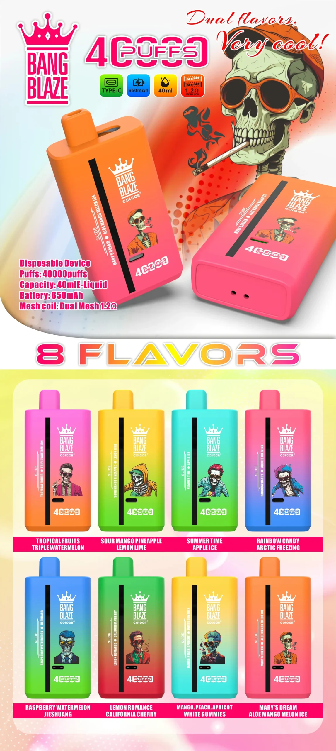 Bang Blaze 40K vape flavor selection