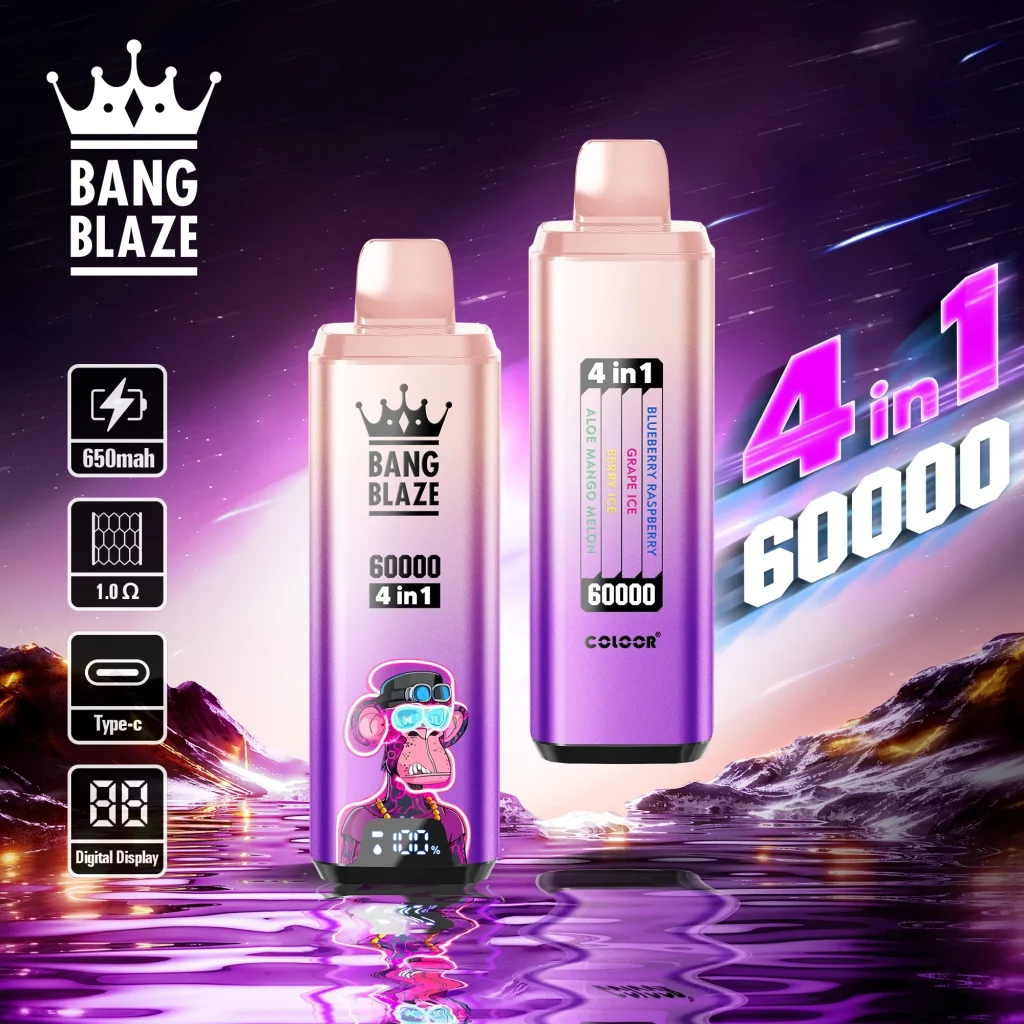 bang blaze 60k Blueberry Raspberry Grape Ice Berry Ice Aloe Mango Melon flavor