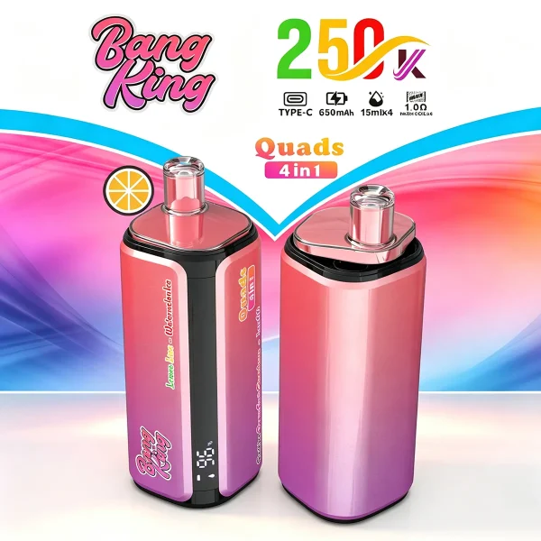 Bang King 250K 4 in 1 Lemon Lime Watermelon Ice Black Ice Dragon Fruit Strawberry Love66 flavor