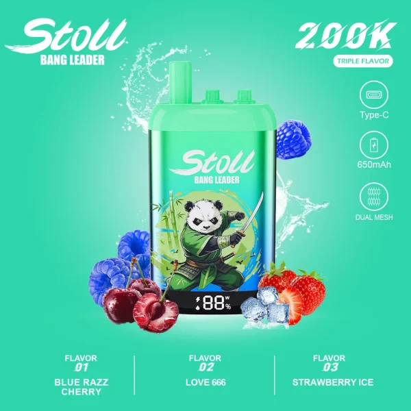 Bang Leader 200K 3 in 1 Blueberry Raspberry Love66 Strawberry Ice flavor