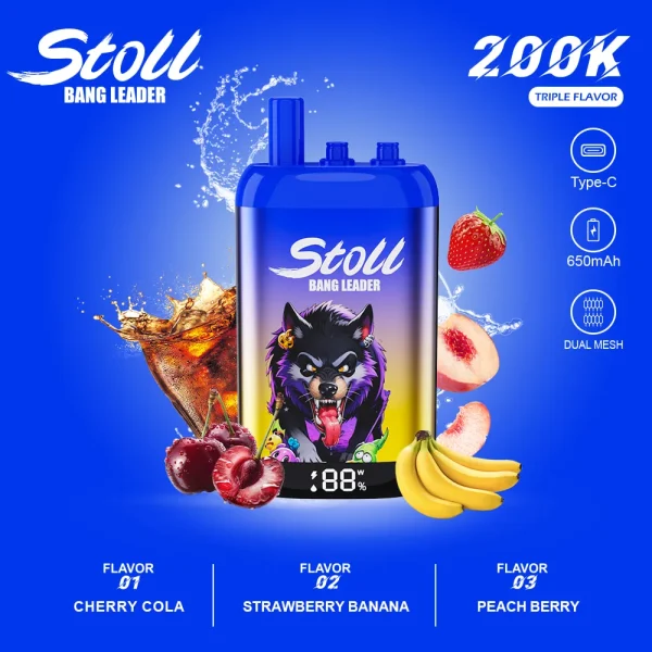 Bang Leader 200K 3 in 1 Cherry Cola Strawberry Banana Peach Berry flavor