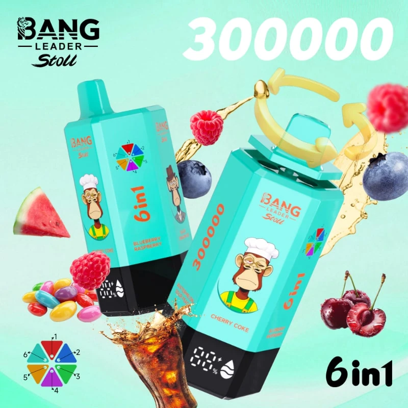 Bang Leader 300K 6 in 1 Cherry Coke Blueberry Raspberry Black Dragon Ice Rainbow Candy Fuji Ice Watermelon Sour Peach flavor
