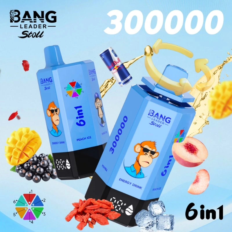 Bang Leader 300K 6 in 1 Energy Drink Peach Ice Mango Ice Goji Berry Blackcurrant Mamba flavor