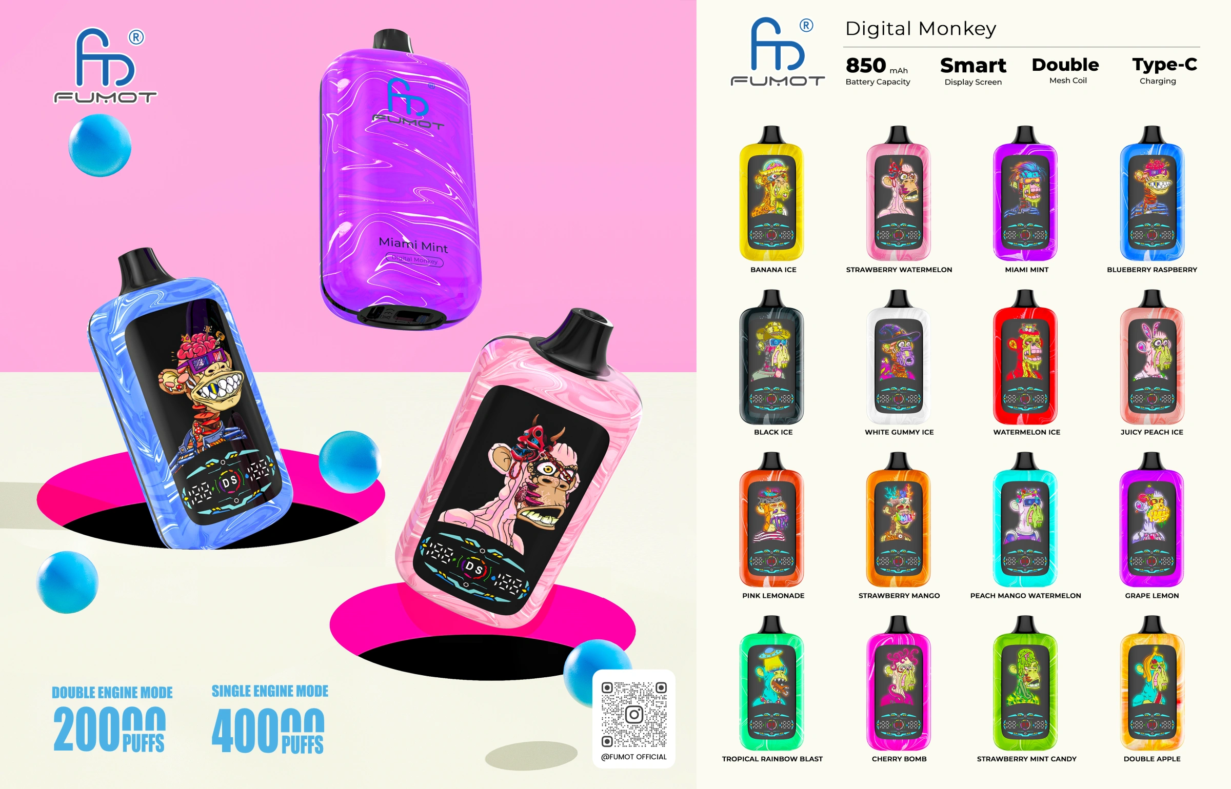 Image du produit vape jetable Fumot Digital Monkey 40000