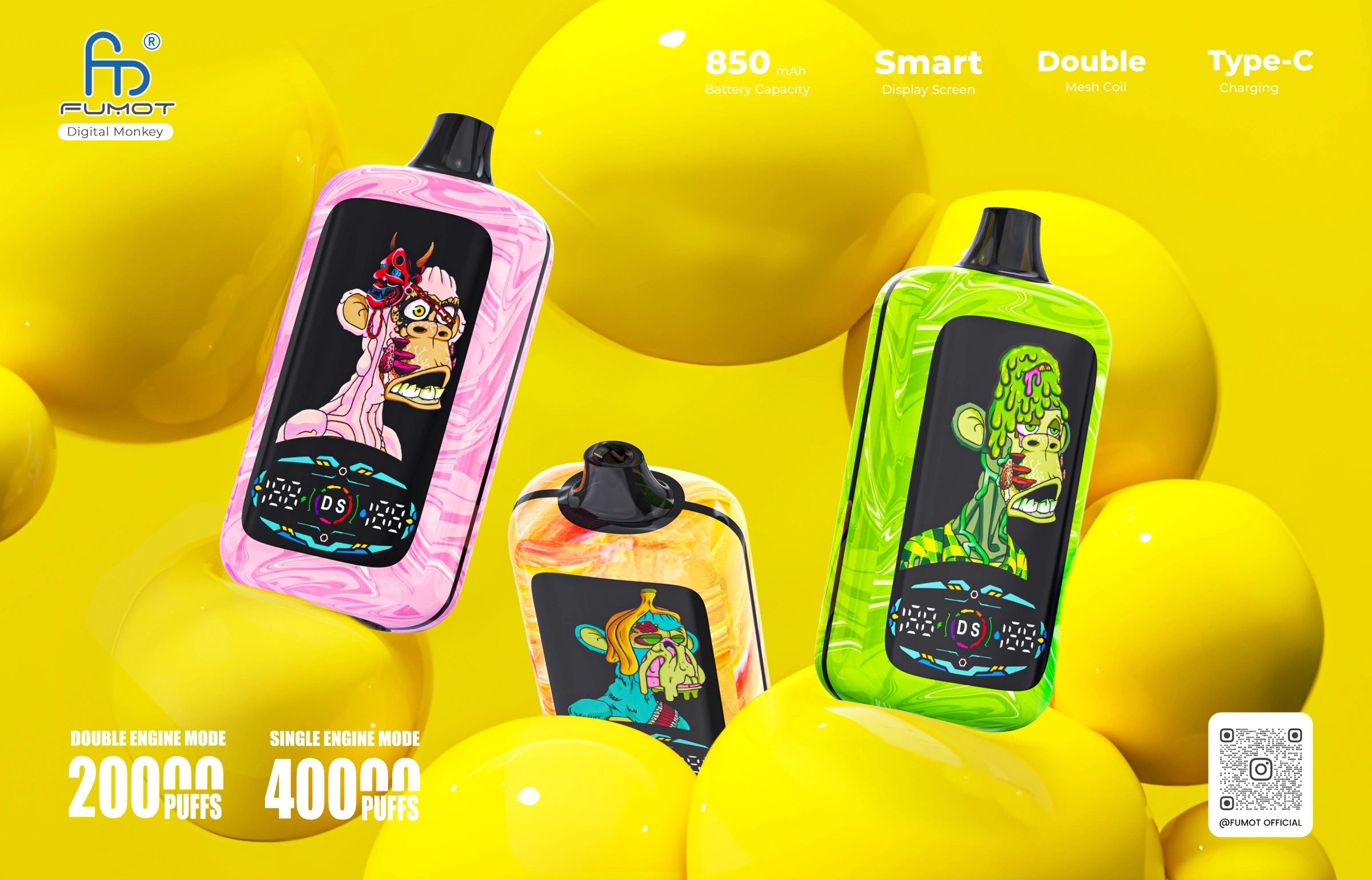 Image promotionnelle de la vape jetable Fumot Digital Monkey 40000