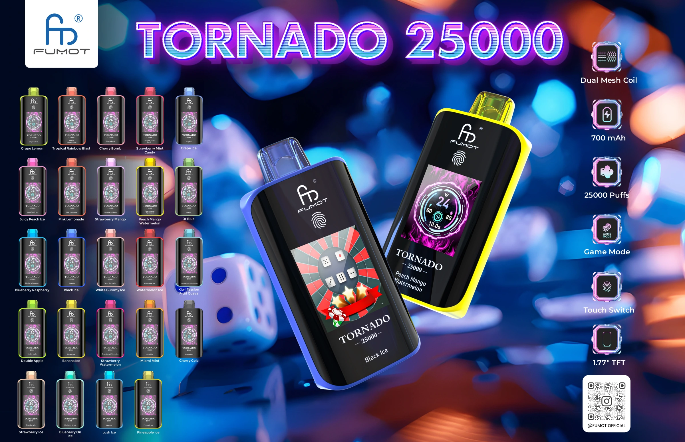 fumot tornado 25000 disposable vape promotional image