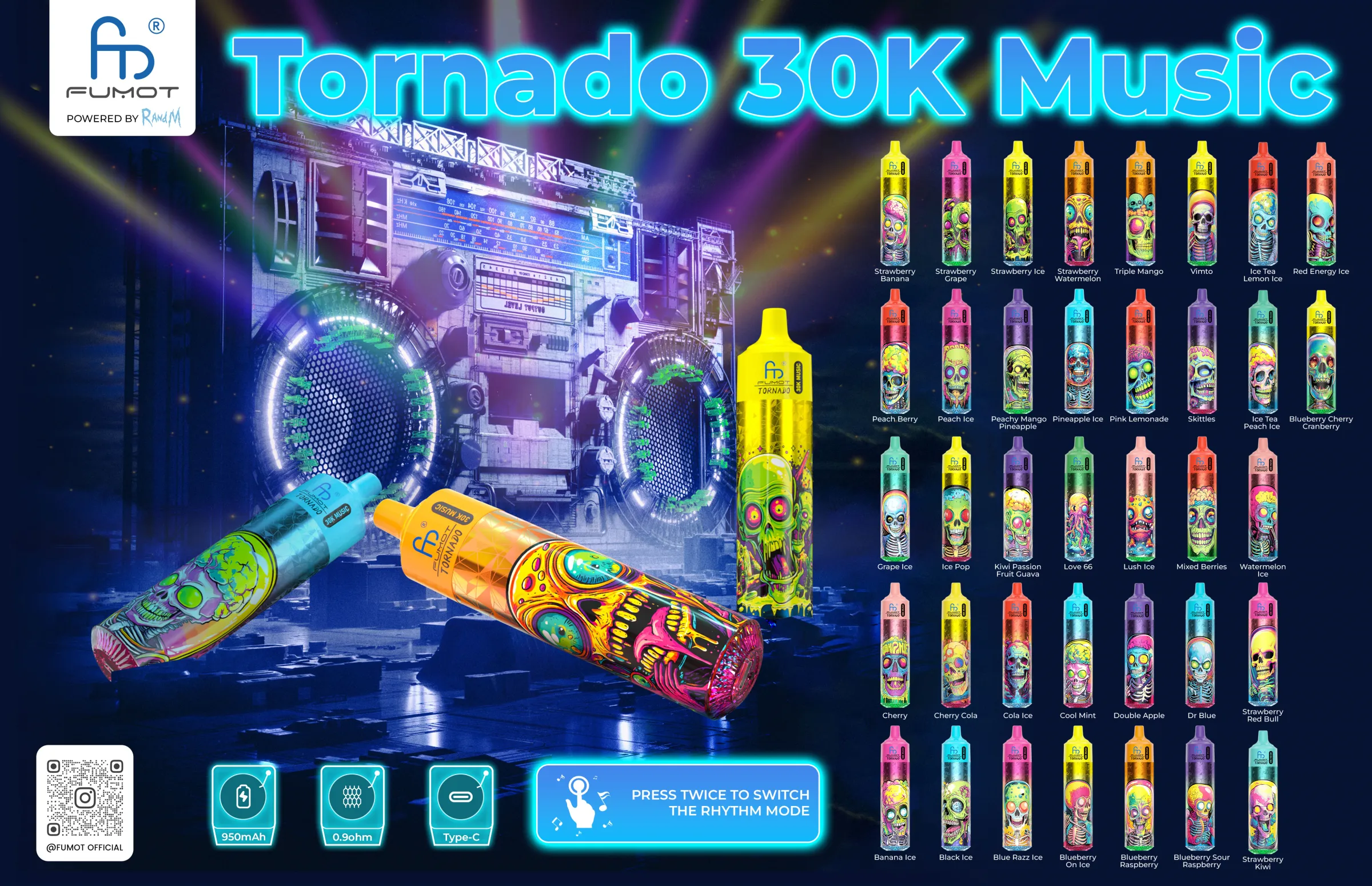 Fumot Tornado 30000 Music disposable vape promotional image