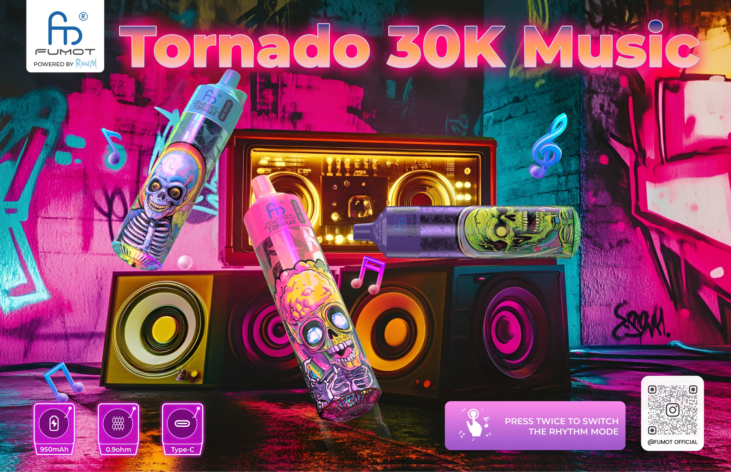 Fumot Tornado 30000 Music disposable vape promotional image
