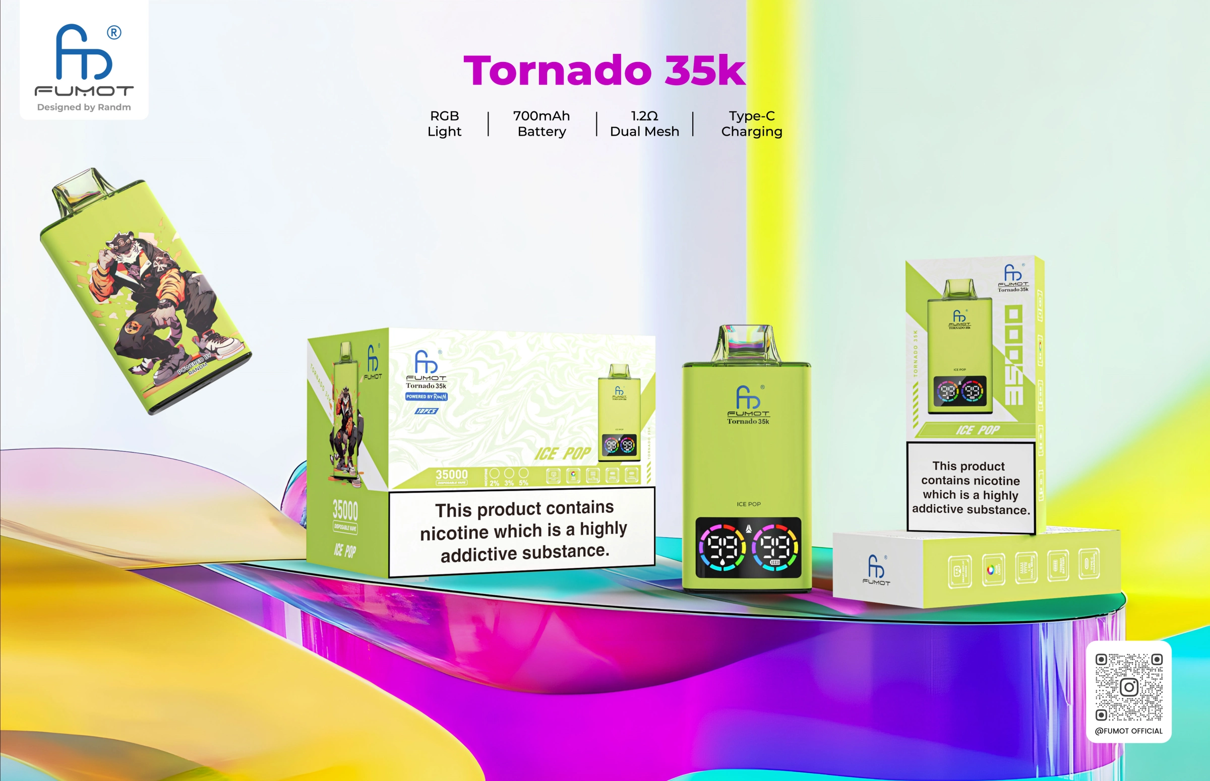 Werbemotiv der Einweg-E-Zigarette Fumot Tornado 35000