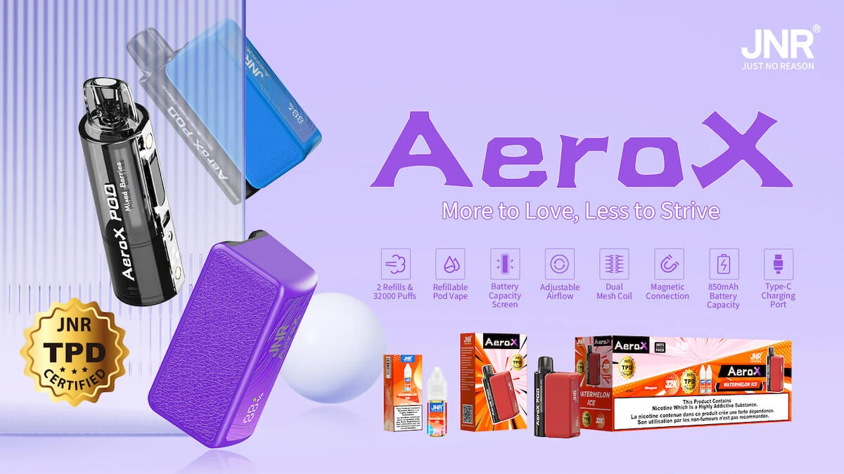 JNR AeroX 32000 refillable pod system poster