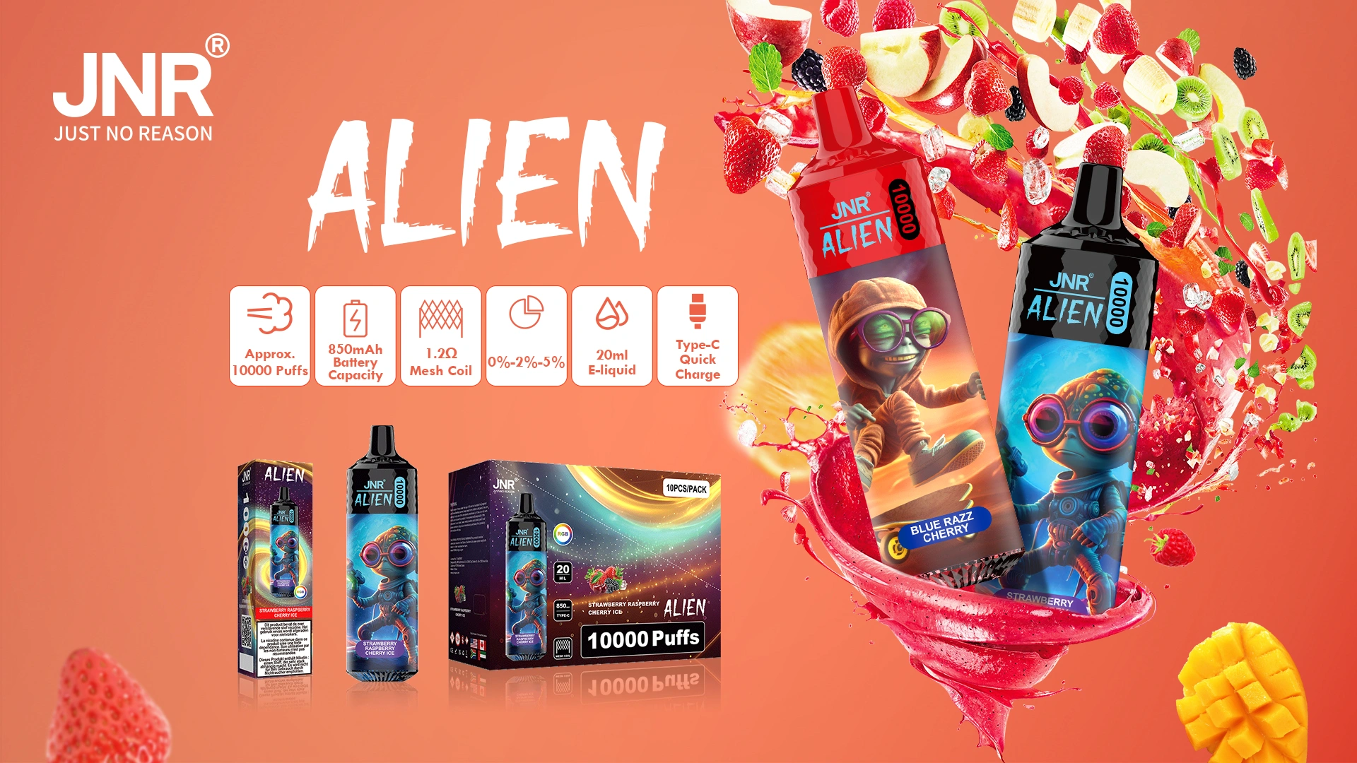 jnr alien 10k disposable vape promotional image