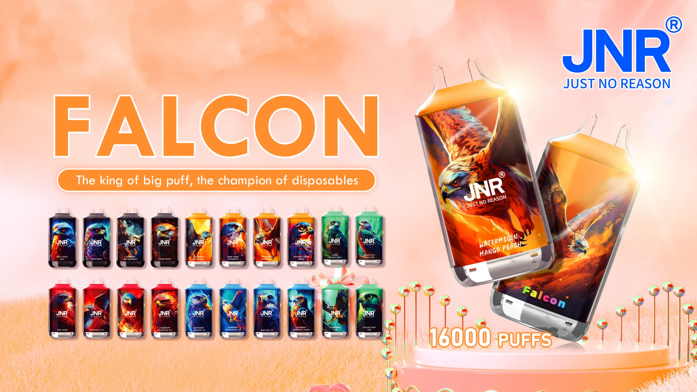 jnr falcon 16k disposable vape promotional image