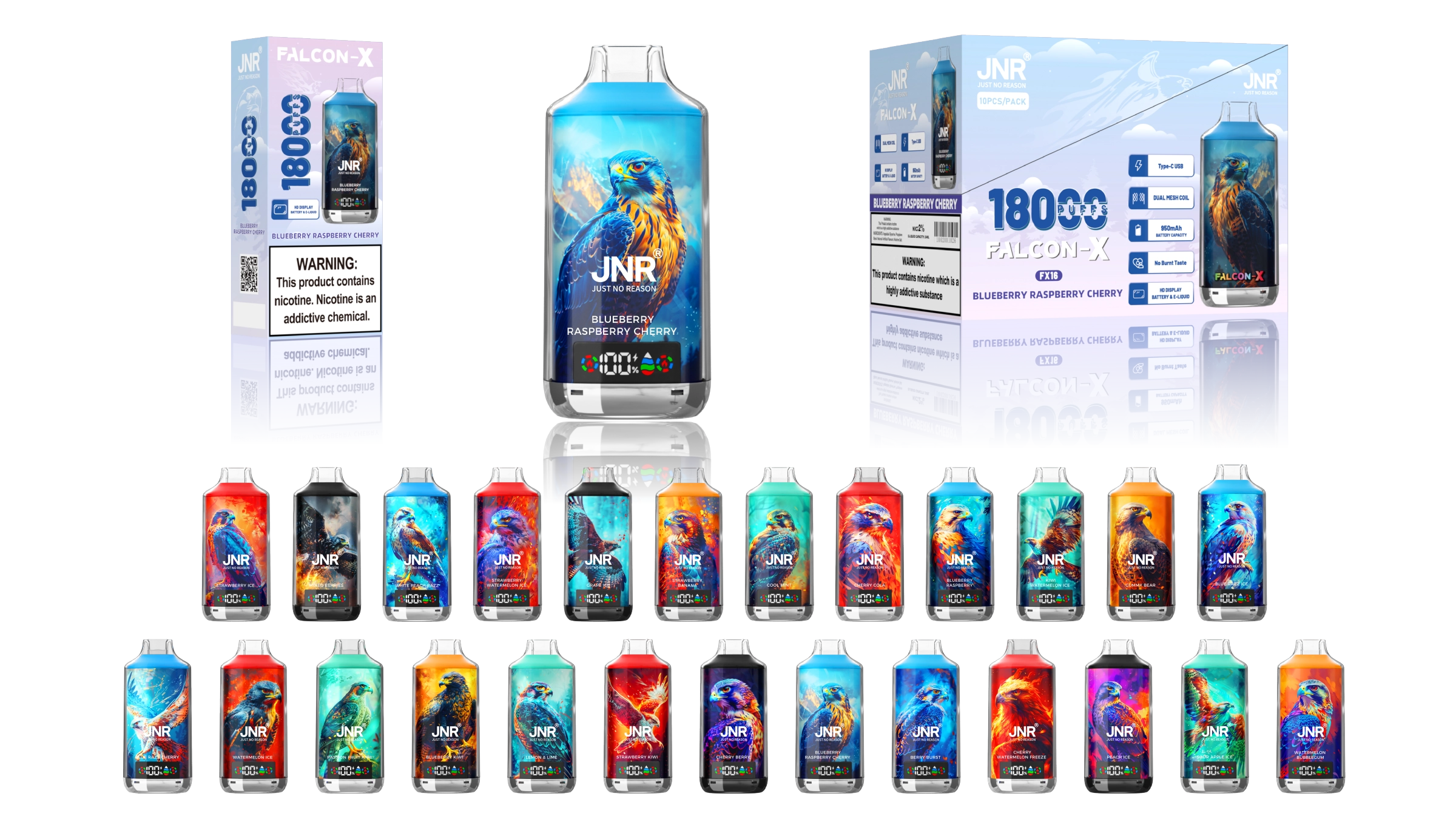jnr falcon x 18k disposable vape promotional image