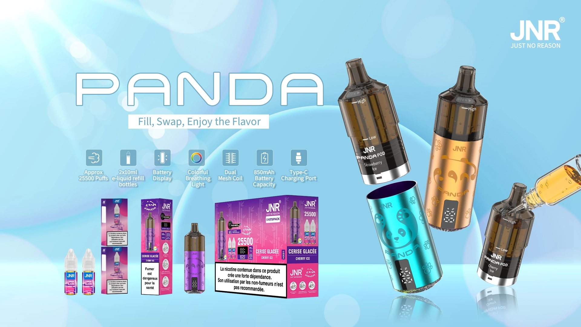 JNR Panda 25500 disposable vape promotional image