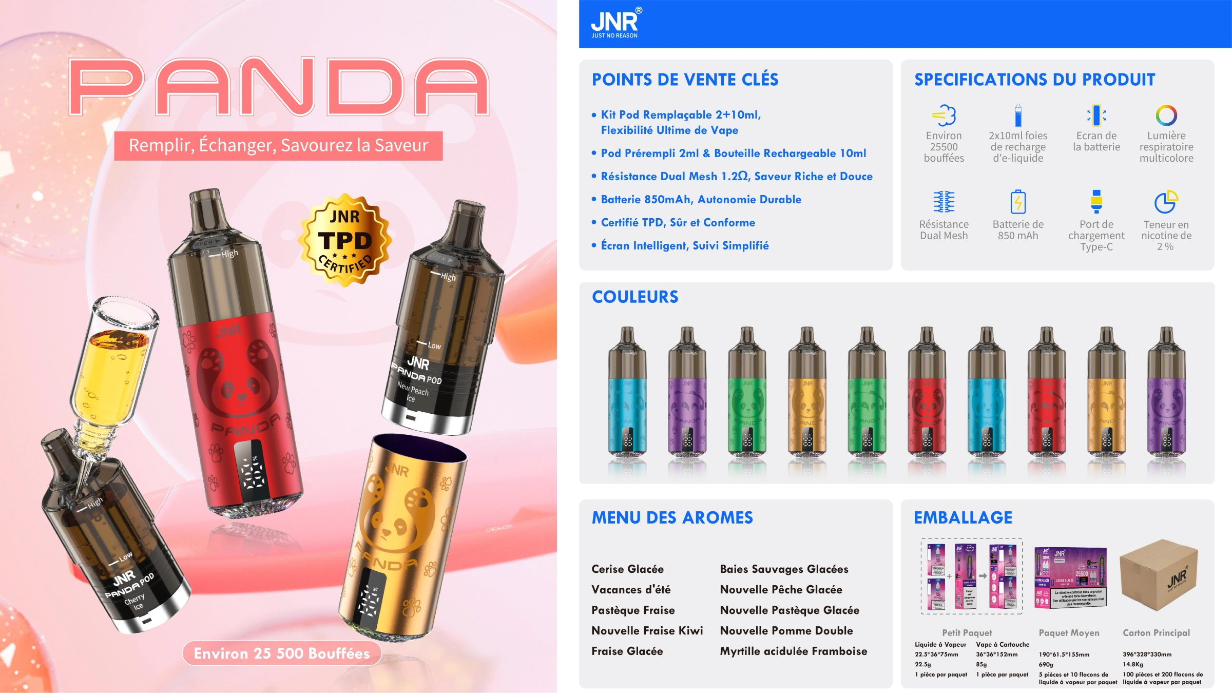 JNR Panda 25500 disposable vape promotional image