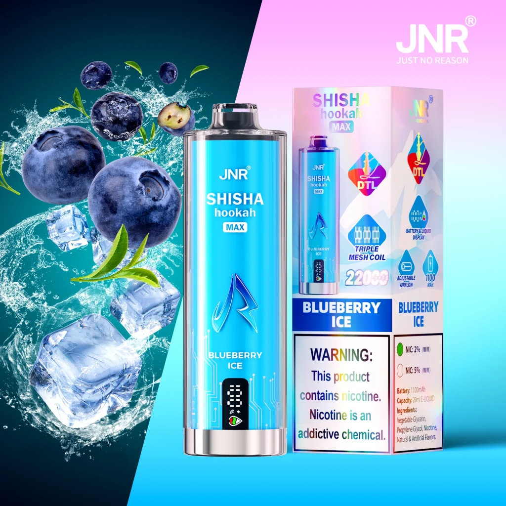 JNR Shisha Hookah Max 22000 Blueberry Ice flavor