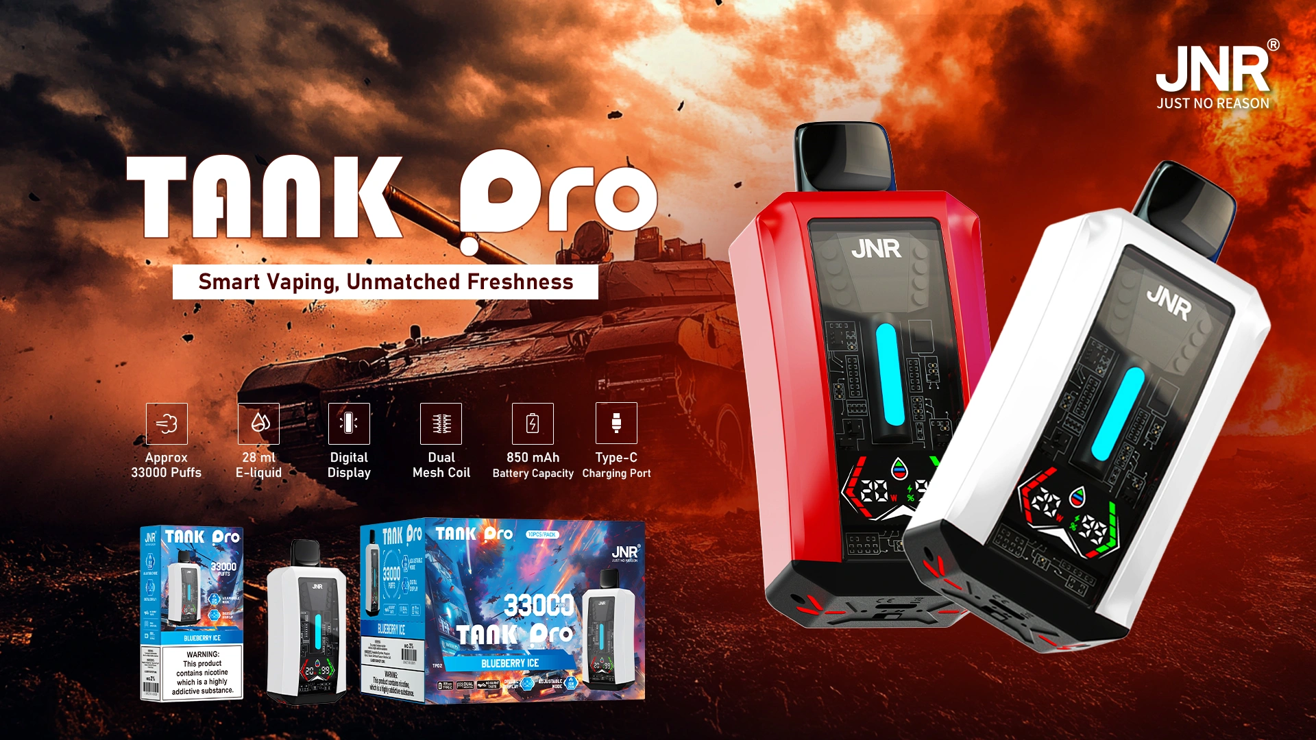jnr tank pro 33k disposable vape promotional image