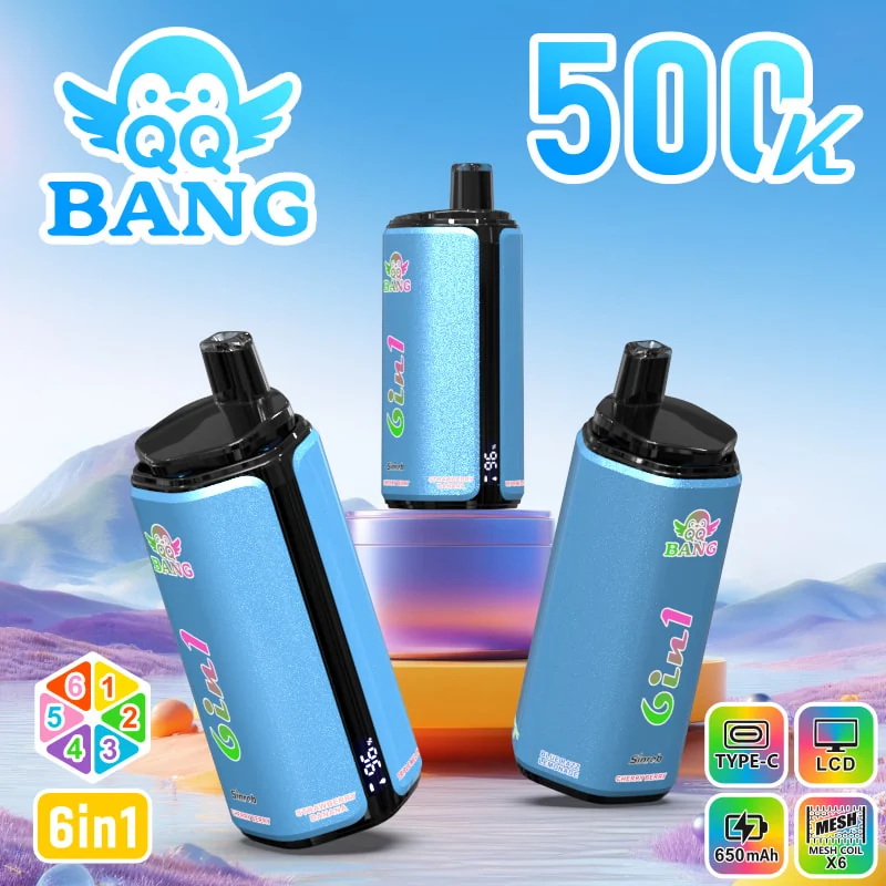 qq bang 500k 6 in 1 Blueberry Lemonade, Cherry Berry, Strawberry Banana, Triple Melon, Peach Mango Pineapple, Watermelon flavor option