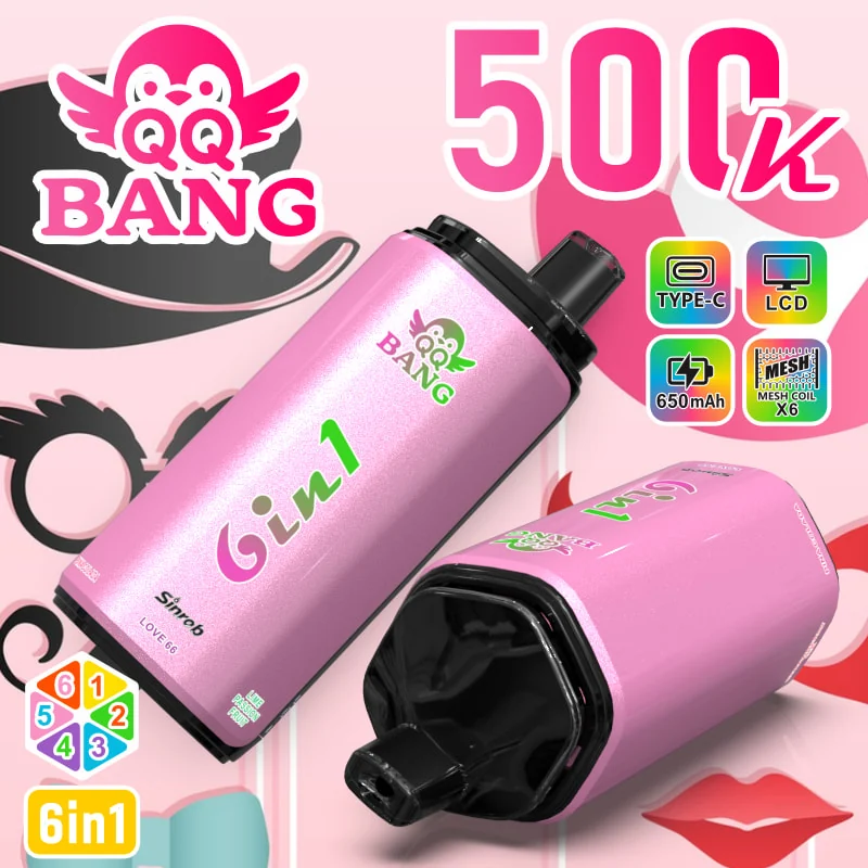 qq bang 500k 6 in 1 Pina Colada, Love 66, Lime Passion Fruit, Monster Mango, Strawberry Ice, Blackberry Blueberry Ice flavor option