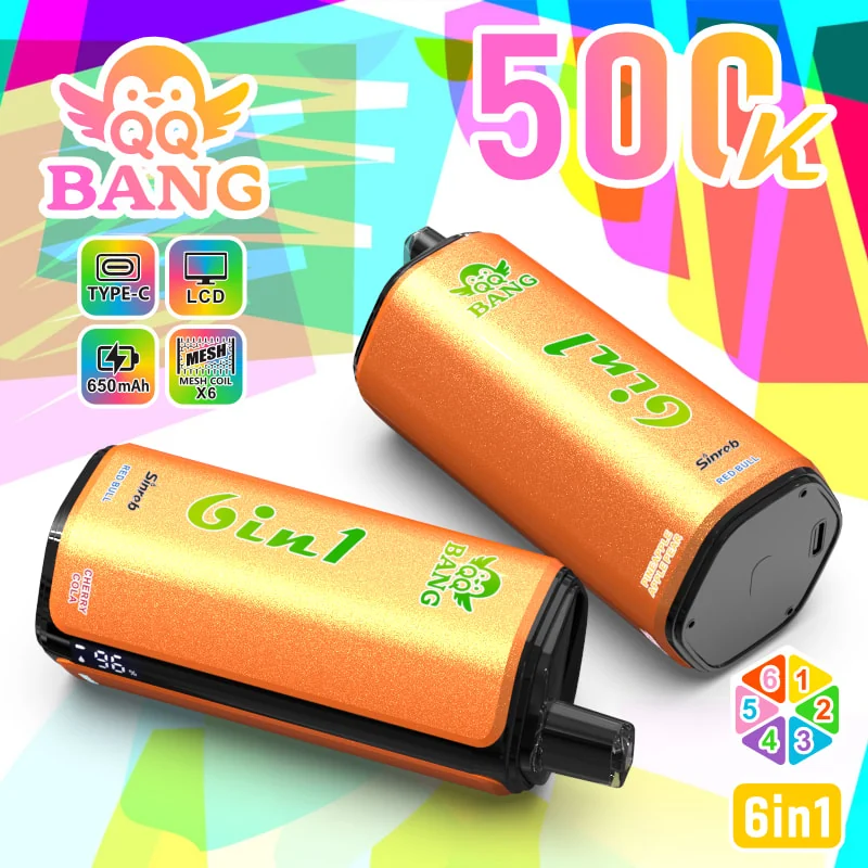 qq bang 500k 6 in 1 Pineapple Apple Pear, Red Bull, Cherry Cola, Solo No. 1, Strawberry Kiwi, Sex On The Beach flavor option
