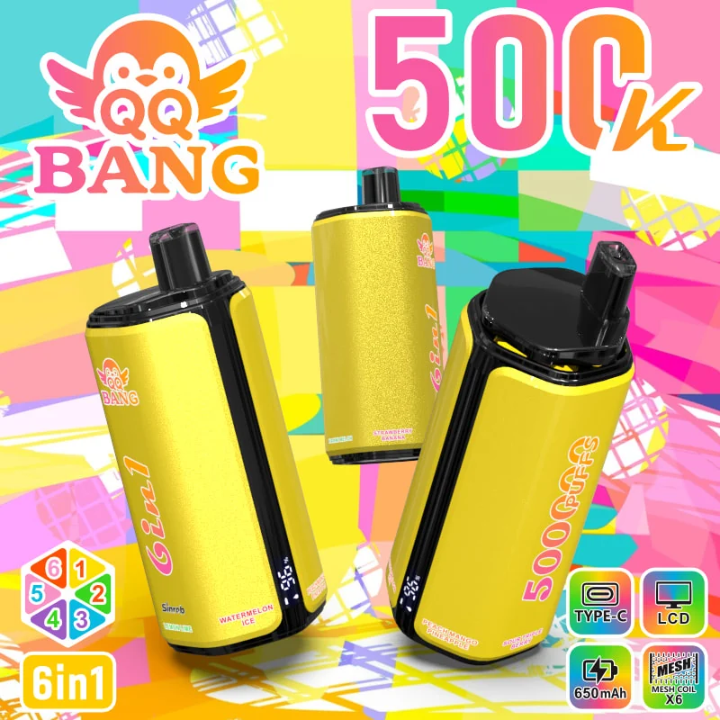 qq bang 500k 6 in 1 Strawberry Banana, Lemon Lime, Watermelon Ice, Peach Mango Pineapple, Sour Triple Berry, Hami Melon flavor option