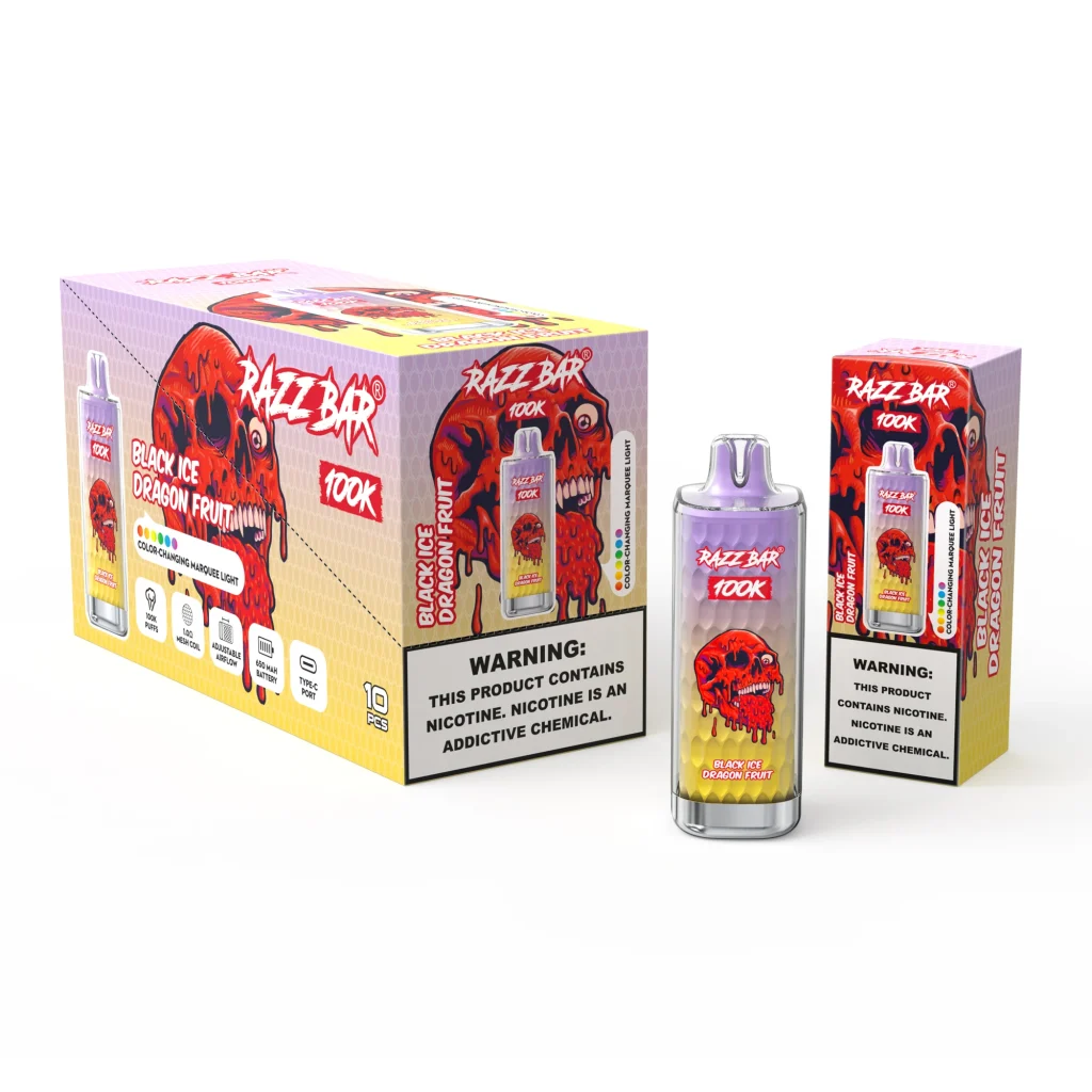 RAZZ BAR 100K Black Ice Dragon Fruit flavour and packaging