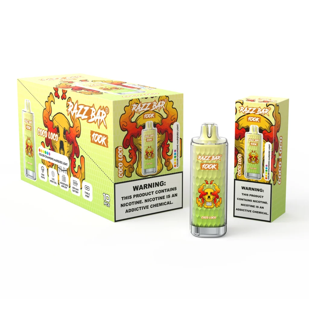 RAZZ BAR 100K Coco Loco flavour and packaging