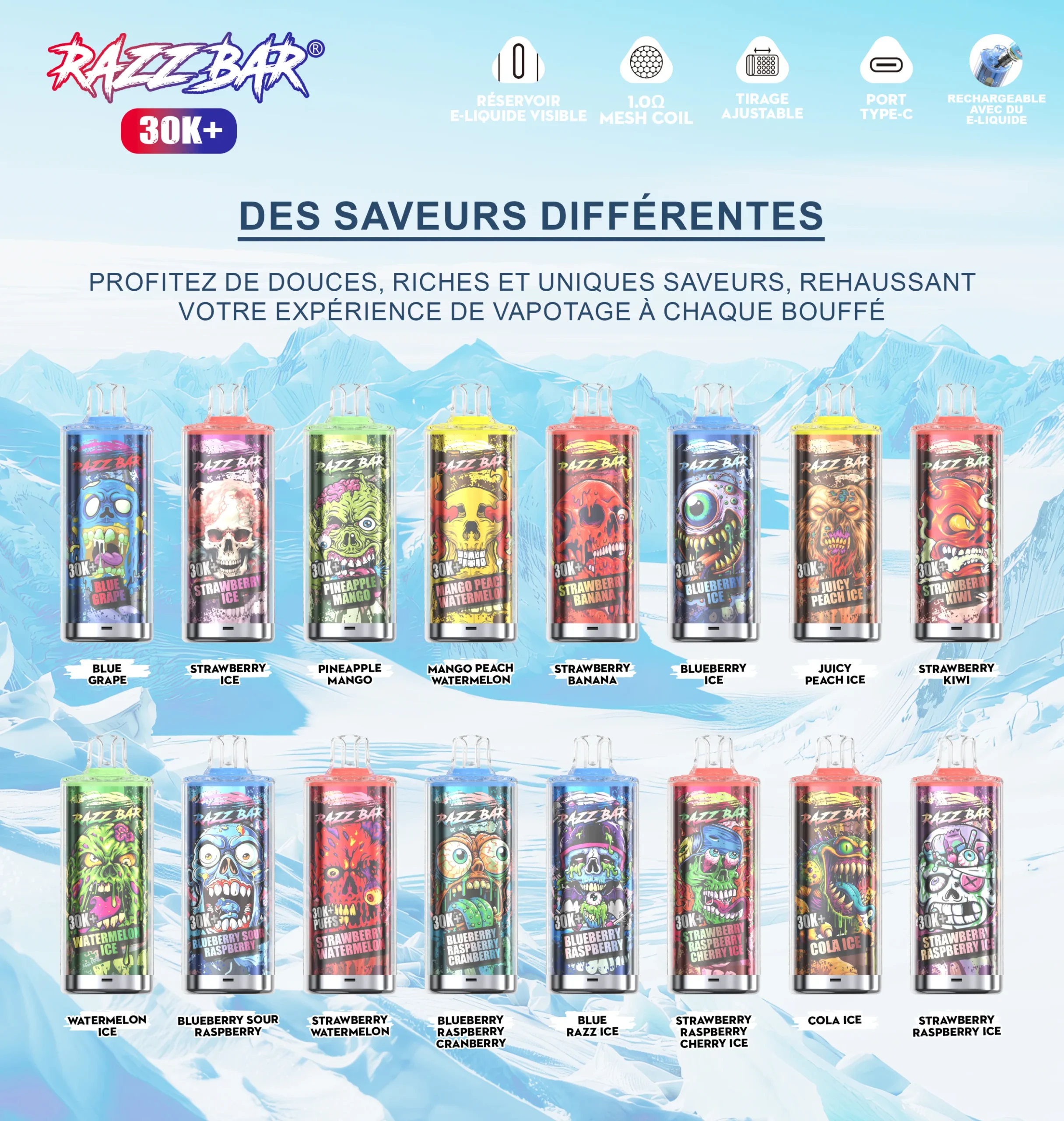 30k razz bar vape flavor chart
