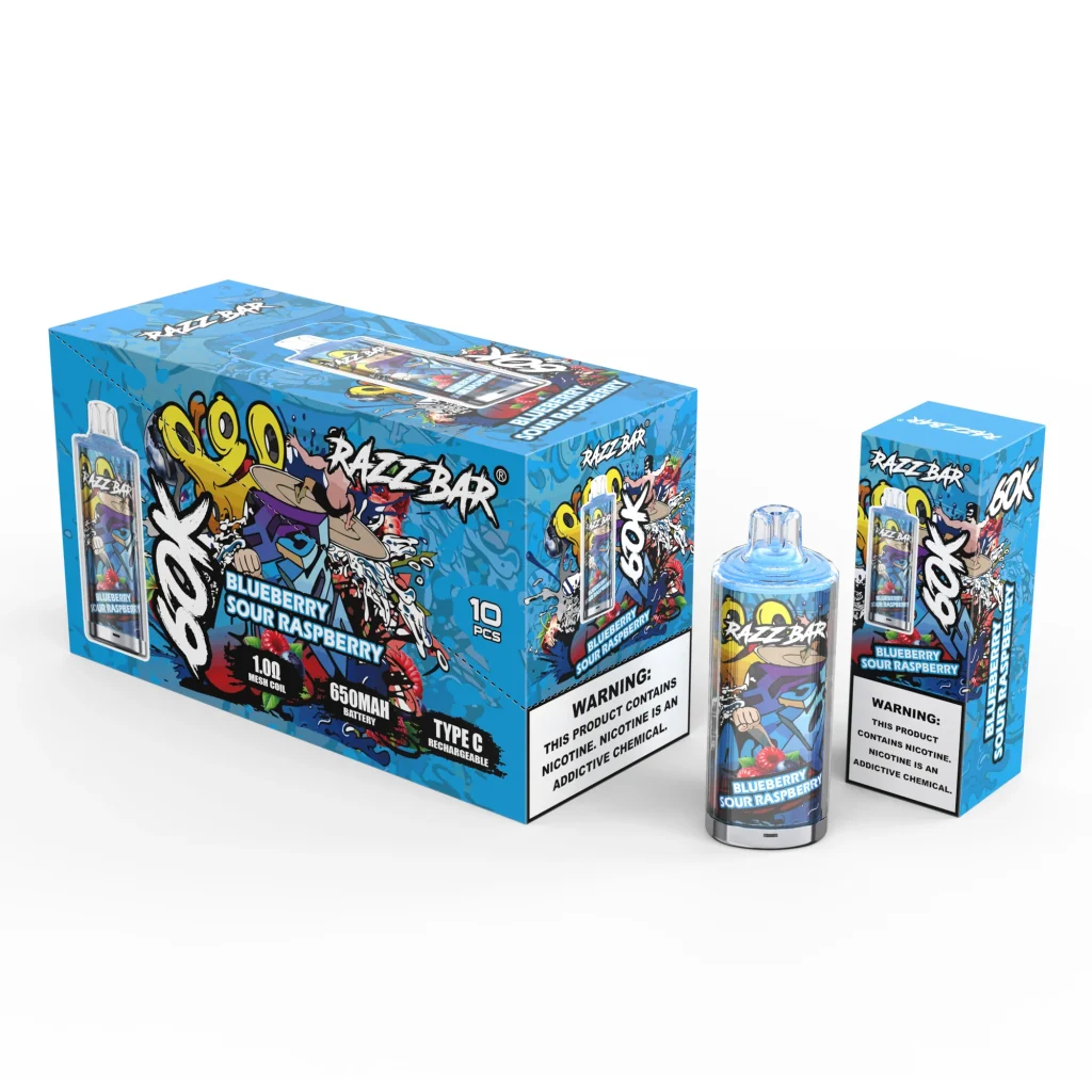 Razz Bar vape blueberry sour raspberry packaging set