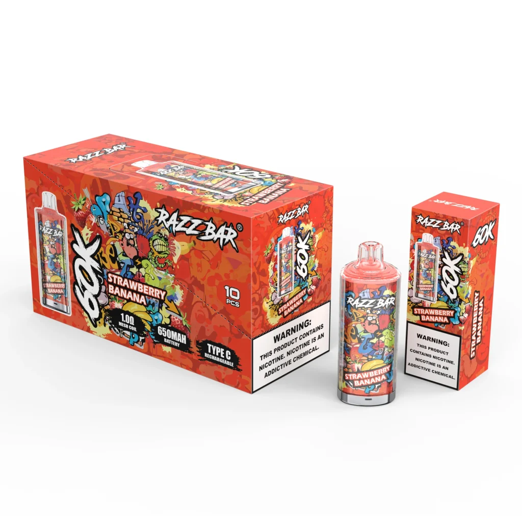 Razz Bar vape strawberry banana packaging set