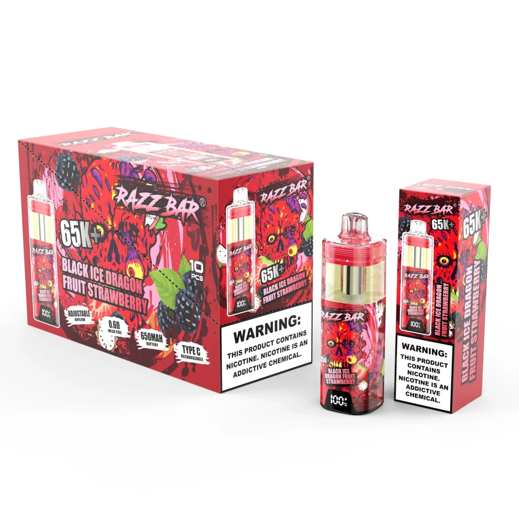 razz bar 65000 black ice dragon fruit strawberry packaging set