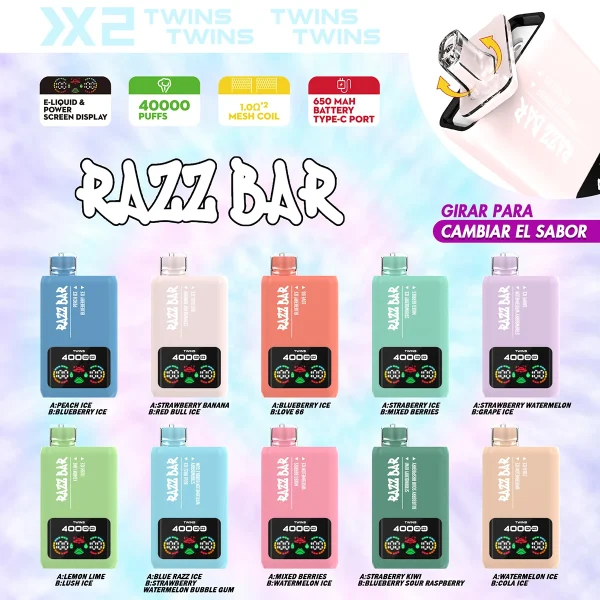 razz bar twins 40000 flavor lineup rotation guide poster