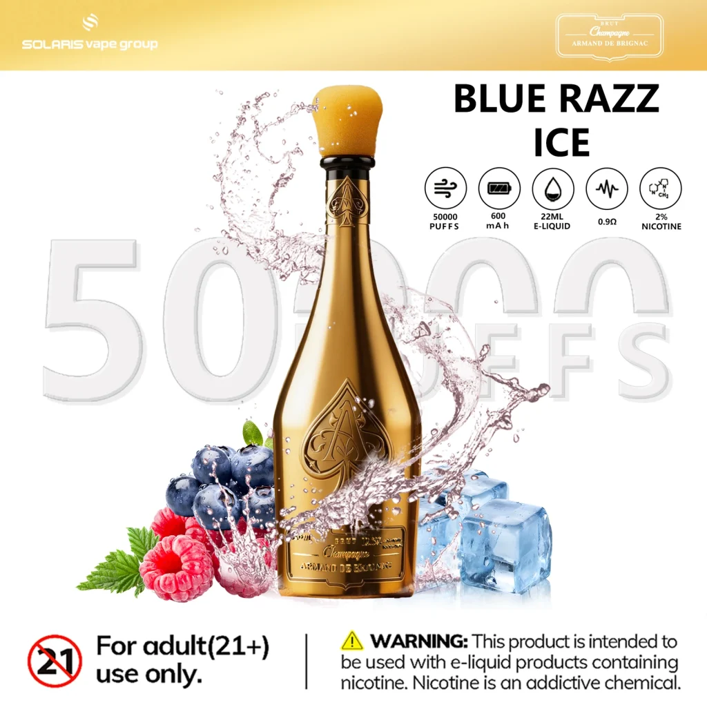 Solaris Armand de Brignac Champagne Vape 50000 Blue Razz Ice flavor