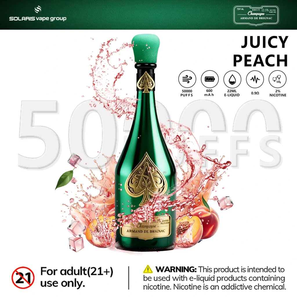 Solaris Armand de Brignac Champagne Vape 50000 Juicy Peach flavor