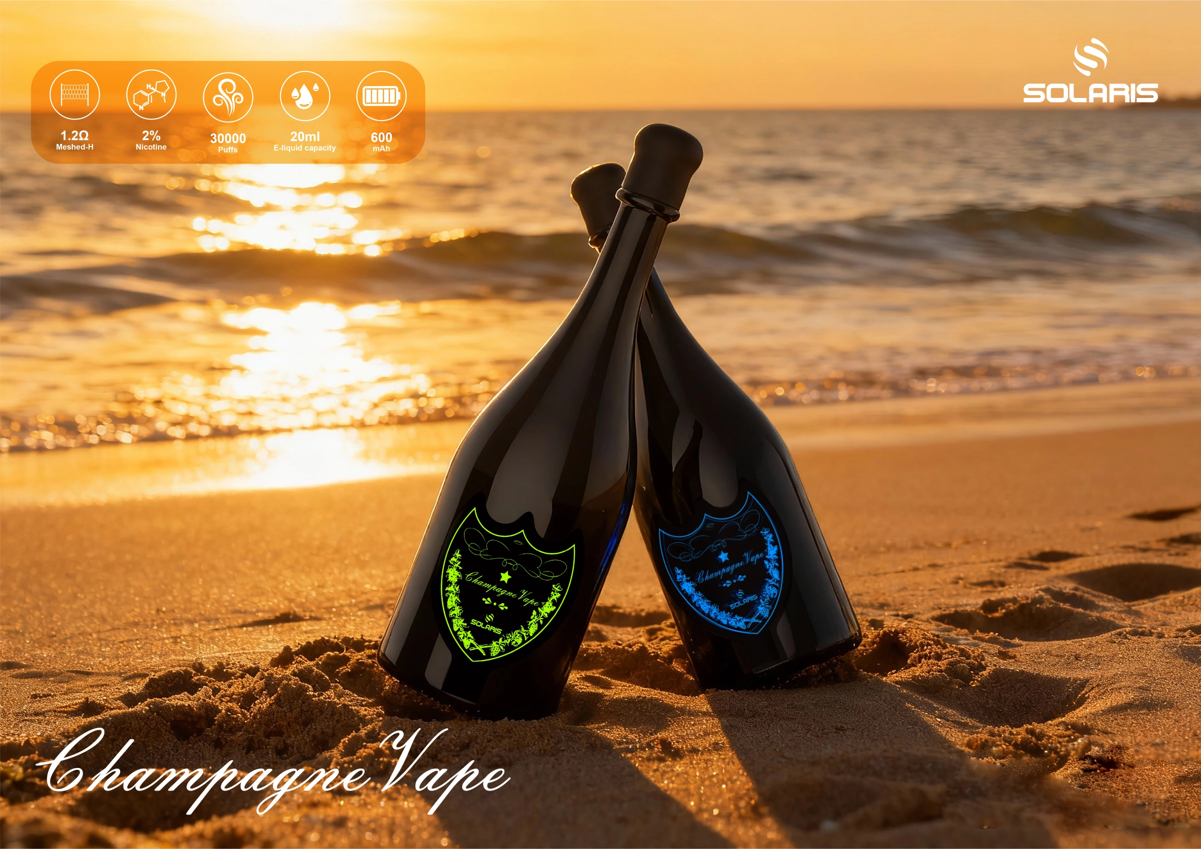 Solaris Champagne Vape 30000 disposable vape promotional image