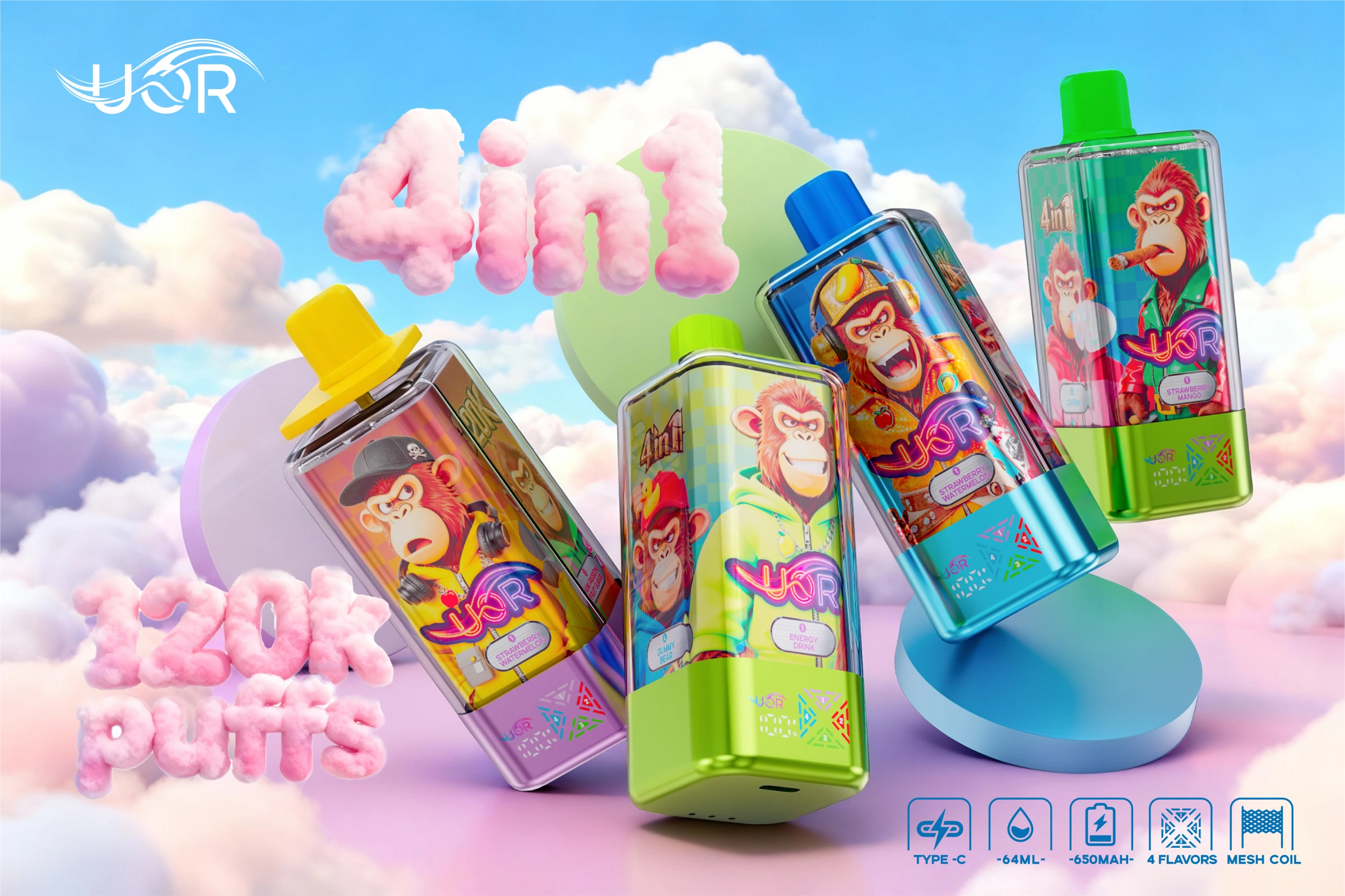 Werbebild der UOR 120K 4 in 1 Einweg-Vape