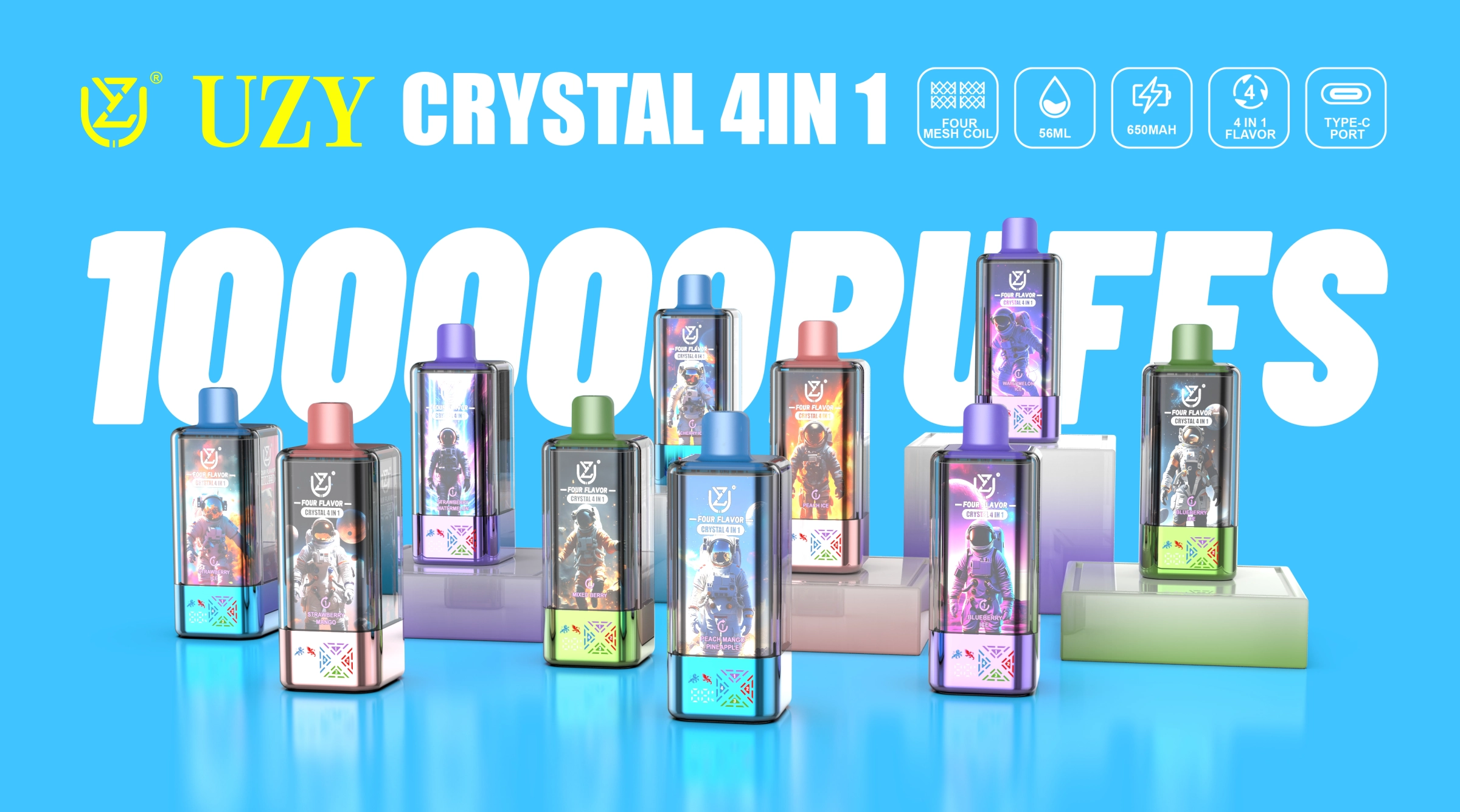 UZY Crystal 100K 4 in 1 disposable vape promotional image