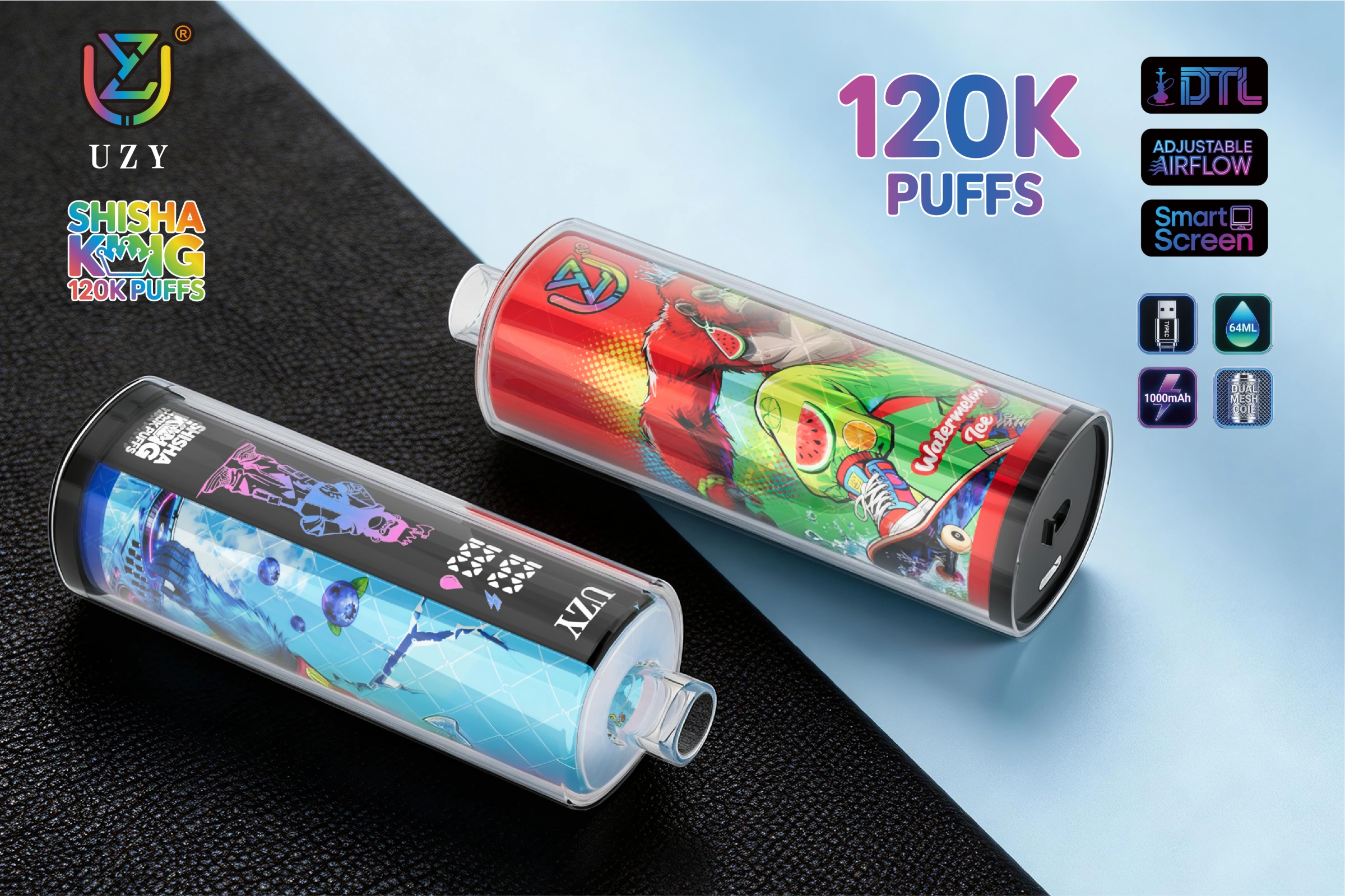 UZY Shisha Hookah King 120K disposable vape promotional image