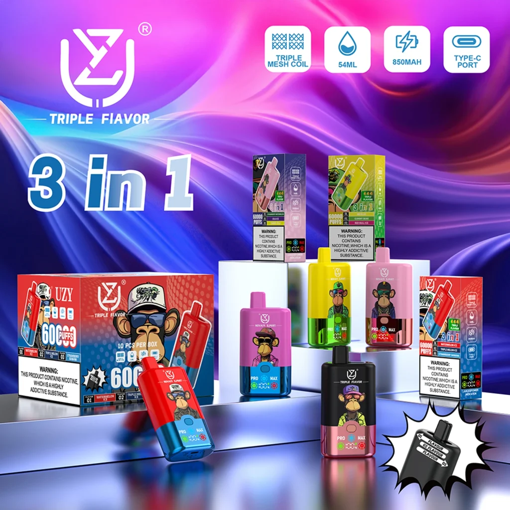 UZY Triple Flavor 60K 3 in 1 disposable vape product image