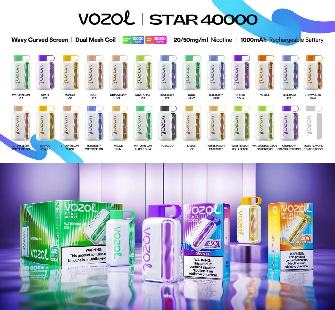 vozol star 40k vape flavor selection