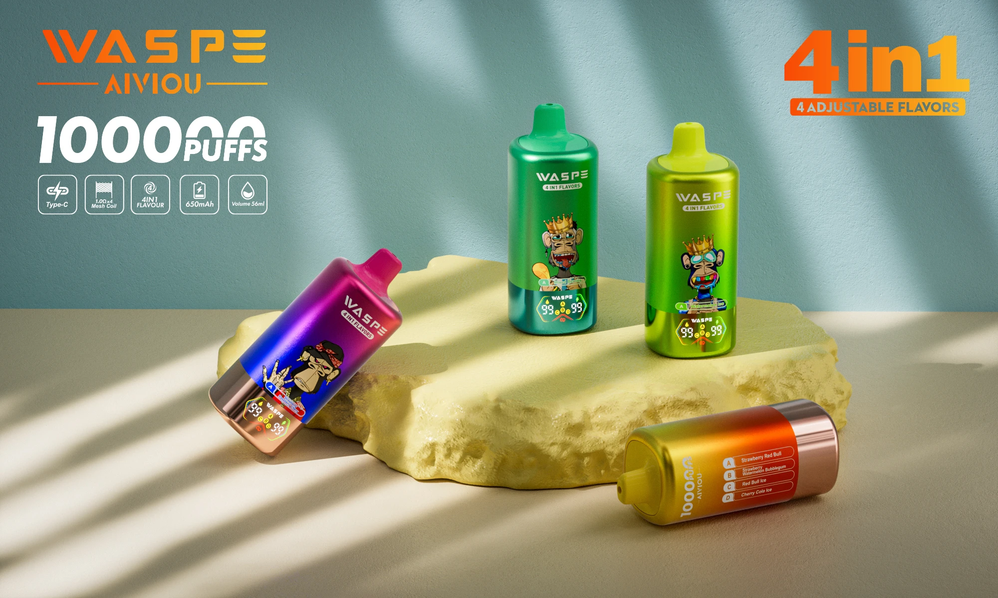 WASPE 100000 4 in 1 disposable vape promotional image