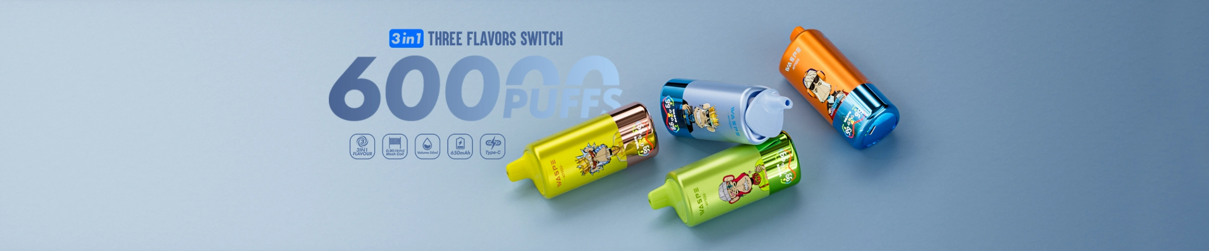 WASPE 60000 3 in 1 disposable vape promotional image