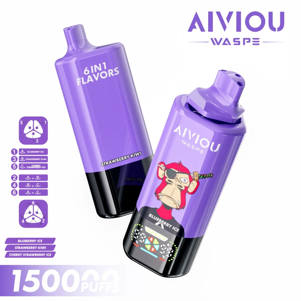 WASPE Aiviou 150K 6 in 1 Blueberry Ice & Strawberry Kiwi & Cherry Strawberry Ice flavor