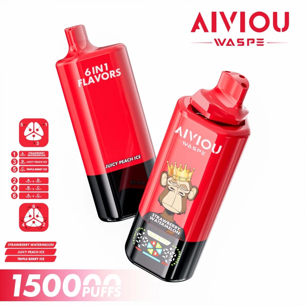WASPE Aiviou 150K 6 in 1 Strawberry Watermelon & Juicy Peach Ice & Triple Berry Ice flavor