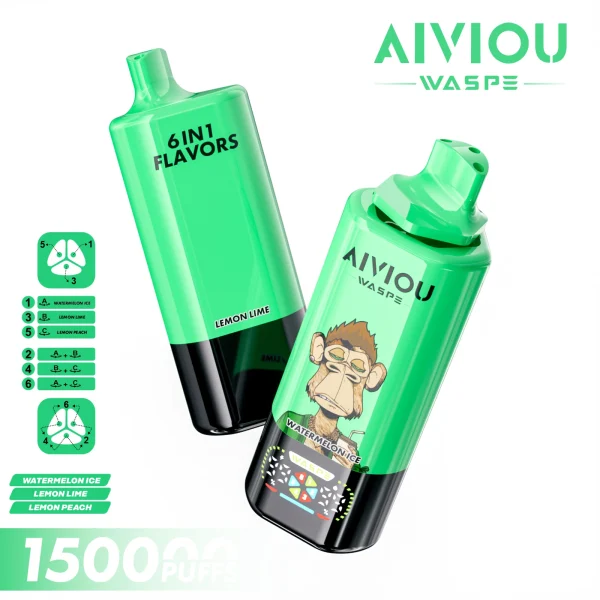 WASPE Aiviou 150K 6 in 1 Watermelon Ice & Lemon Lime & Lemon Peach flavor
